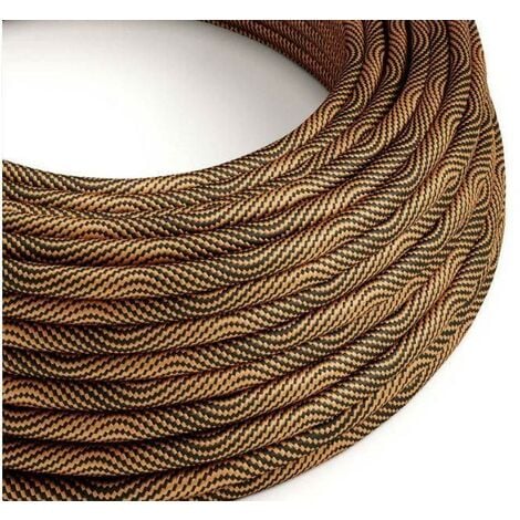 CREATIVE CABLES Creative-cables vertigo optisches textilkabel pro meter glänzend schwarz und kupfer erm66 2x0.75mm -xz2erm66