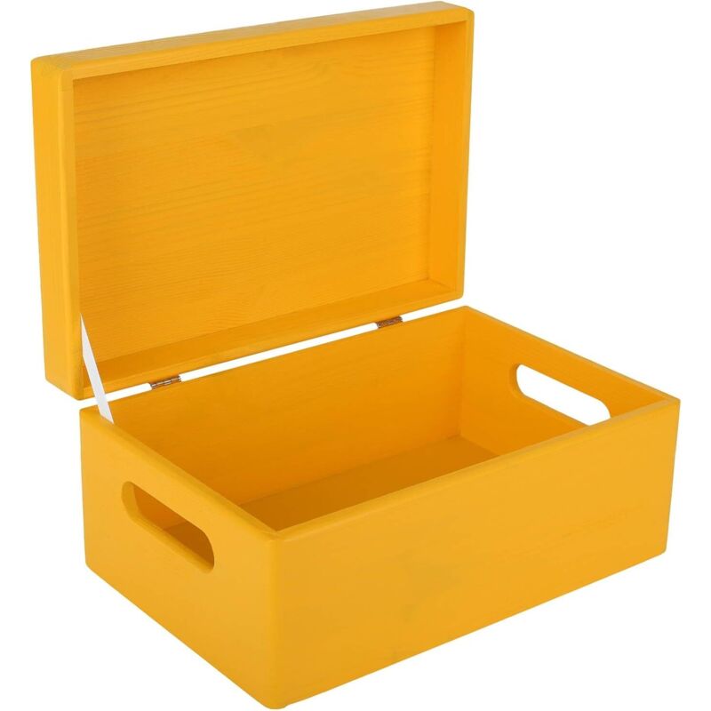Creative Deco Holz Aufbewahrungsbox Mit Griffen 30 X 20 X 14 Cm – Gelb