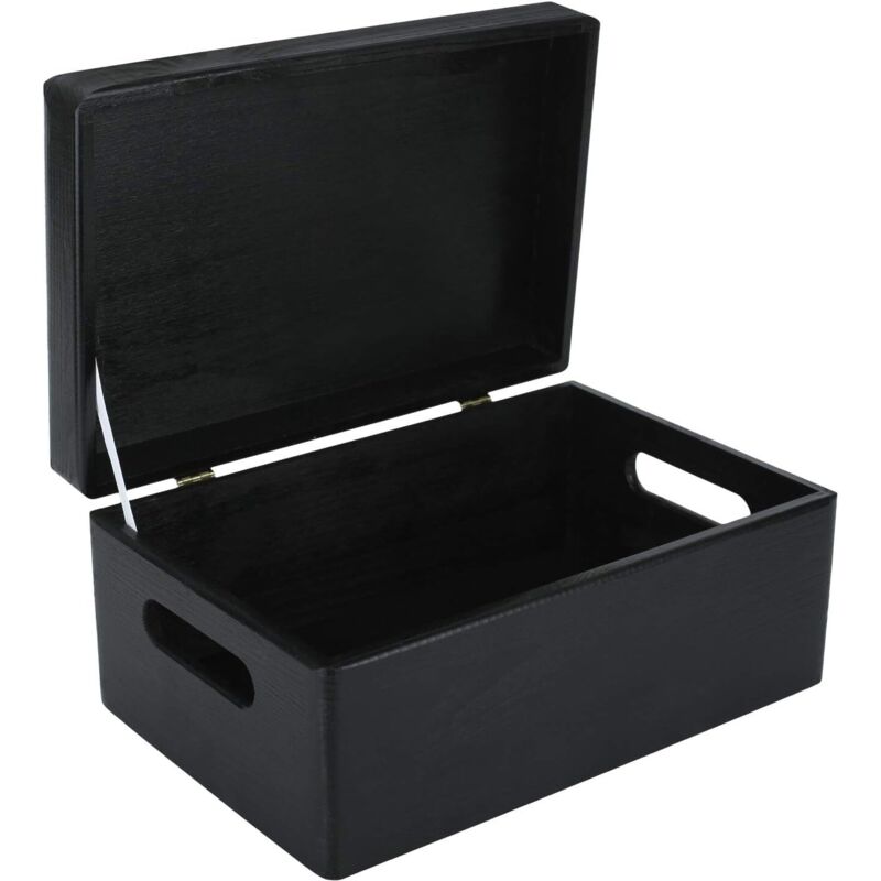 Creative Deco Holz Aufbewahrungsbox Mit Griffen 30 X 20 X 14 Cm – Schwarz