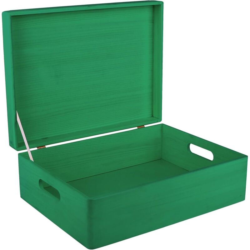 Creative Deco Holz Aufbewahrungsbox Mit Griffen 40 X 30 X 14 Cm – Grün