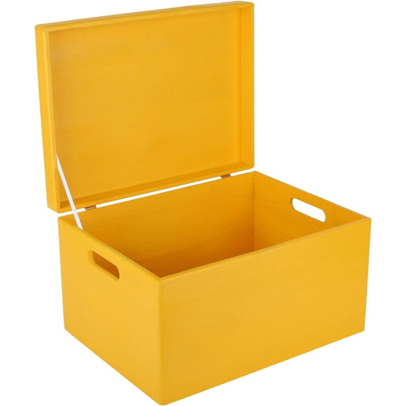 Creative Deco Holzaufbewahrungsbox Mit Griffen 40 X 30 X 24 Cm - Gelb