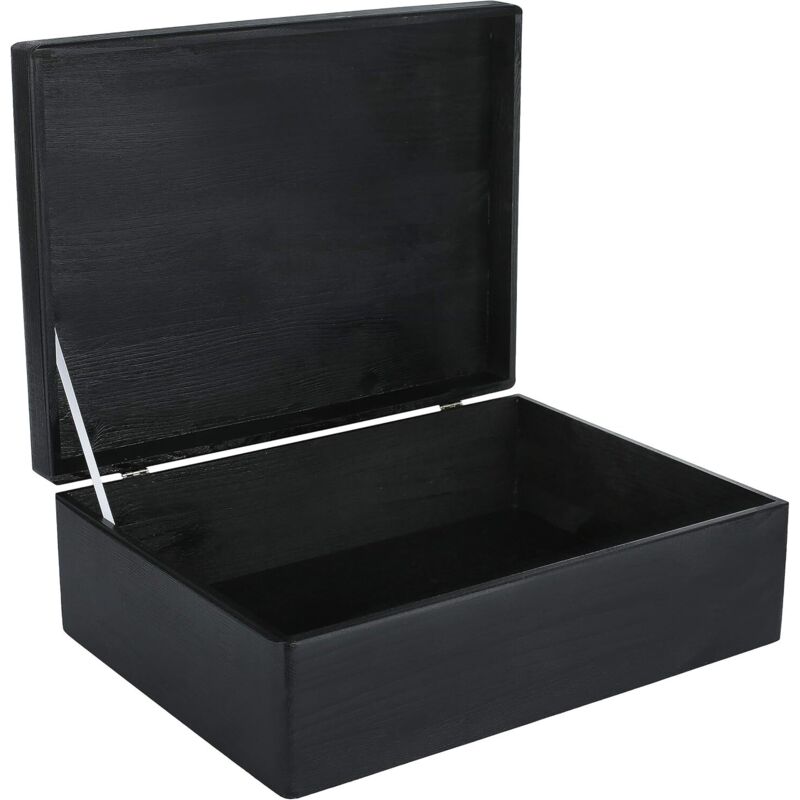 Creative Deco Aufbewahrungsbox Holz Mit Deckel 40 X 30 X 14 Cm – Schwarz