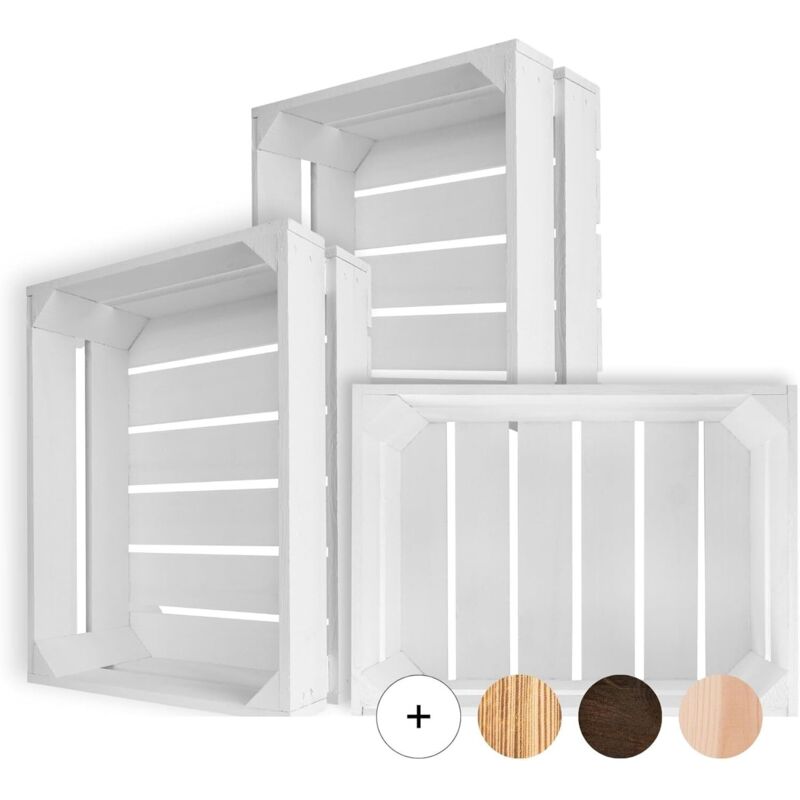 Creative Deco 3 X White Vintage Wooden Storage Crates – 40 X 30 X 15 Cm