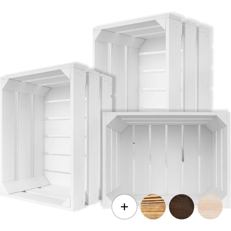 Creative Deco 3 X White Vintage Wooden Storage Crates – 40 X 30 X 23 Cm