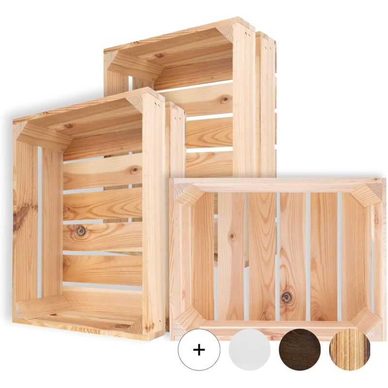 Creative Deco 3 X Natural Vintage Wooden Storage Crates – 40 X 30 X 15 Cm