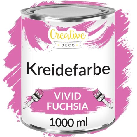 Creative Deco Kreidefarbe Fuchsia 1L Matt und Abwaschbar für Holzmöbel