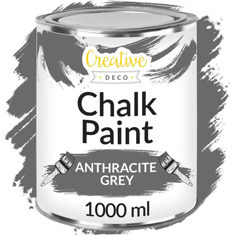 Creative Deco Anthracite Grey Chalk Paint 1l – Matt And Washable