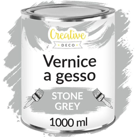 Creative Deco Vernice a gesso Grigio 1L Opaca e Lavabile per Mobili in Legno