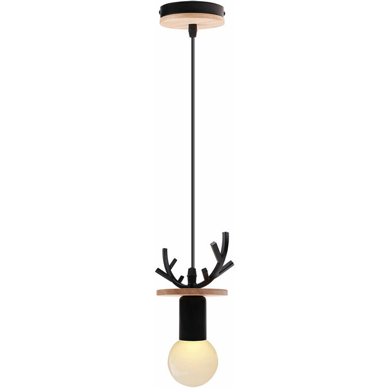 Creative Deer Pendant Lamp Rural Antlers Pendant Light Retro Ceiling Lamp Modern Ceiling Light for Cafe Bar Office Black