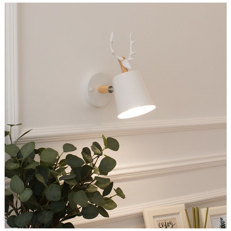 Stoex - Creative Deer Wall Light Modern Elk Wall Sconce E27 Indoor Nordic Minimalist Wall Lamp (White) for Living Room Bedroom Hallway Kids Room