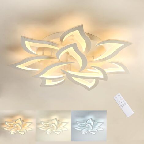 Creative Dimmable Plafonnier LED, Moderne Petal Lampe De Plafond LED, 60W 6000LM, Dimmable 3000K - 6000K, Panneau Acrylique Lumières de Plafond for Living Room, Hall d'entrée, Chambre, Φ85 [Classe énergétique A++]