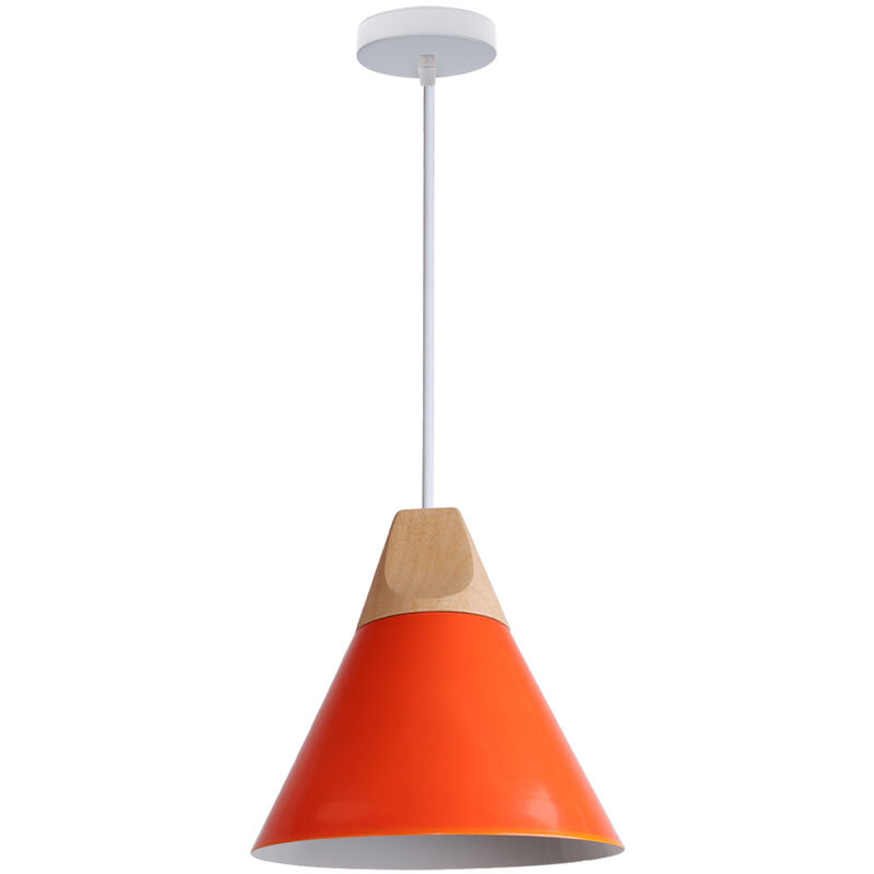 Wottes - Creative Industrial Pendant Light Fixture Solid Wood Bedroom Living Room Decorative Chandelier (orange) - arancione