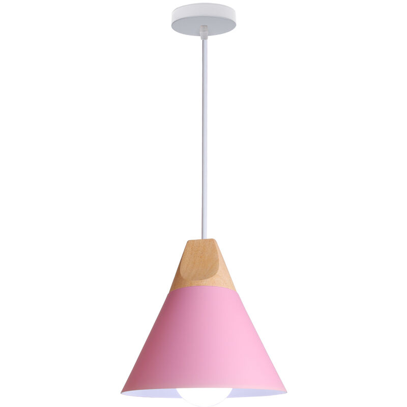 Creative Industrial Pendant Light Fixture Solid Wood Bedroom Living Room Decorative Chandelier (pink) - Rosa