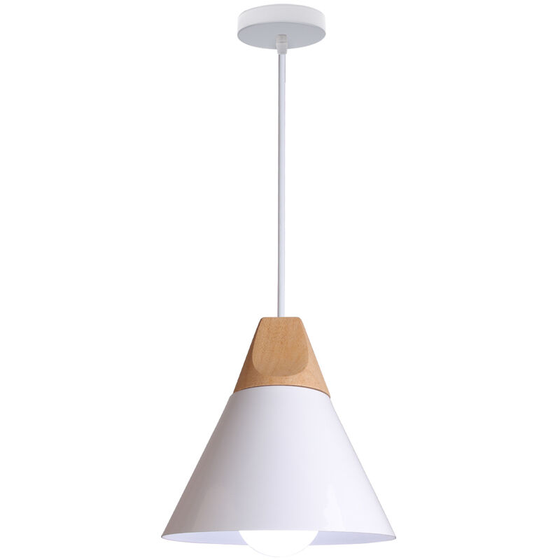Wottes - Creative Industrial Pendant Light Fixture Solid Wood Bedroom Living Room Decorative Chandelier (white) - bianco