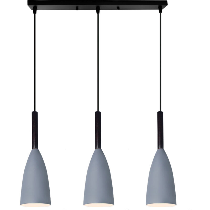 Creative Industrial Vintage Pendant Light Fixture E27 Chandelier Decoration Iron 3 Lights (Gray) - Grigio