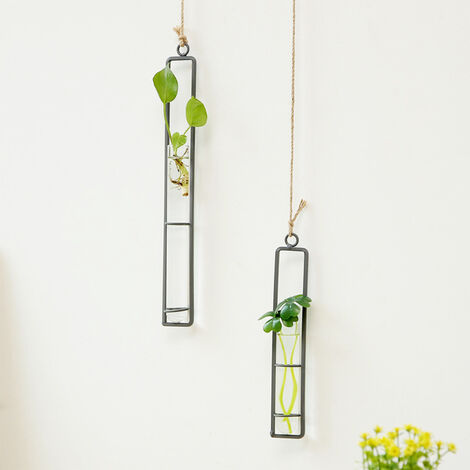 main image of "Creative Iron Glass Wall Hanging Plant Container, Small"