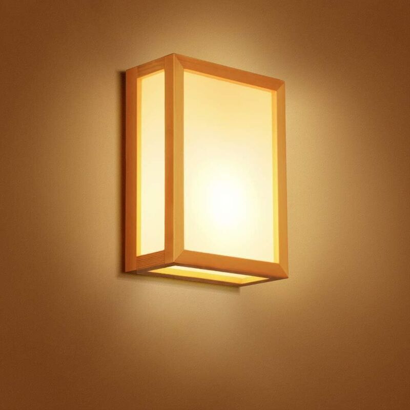 Creative Japonais En Bois Massif Double Tête Applique Murale Chambre Chevet Salon Allée Étude Mur Lanterne Projecteurs Simple Moderne E27 Mur Lampe