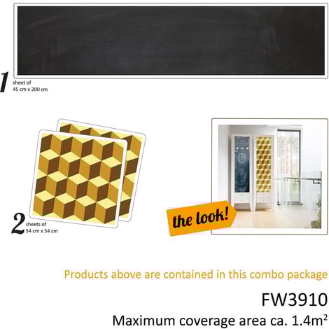 Diamond Geometry and Blackboard Self-Adhesive Furniture Wrap diy Creative Kit