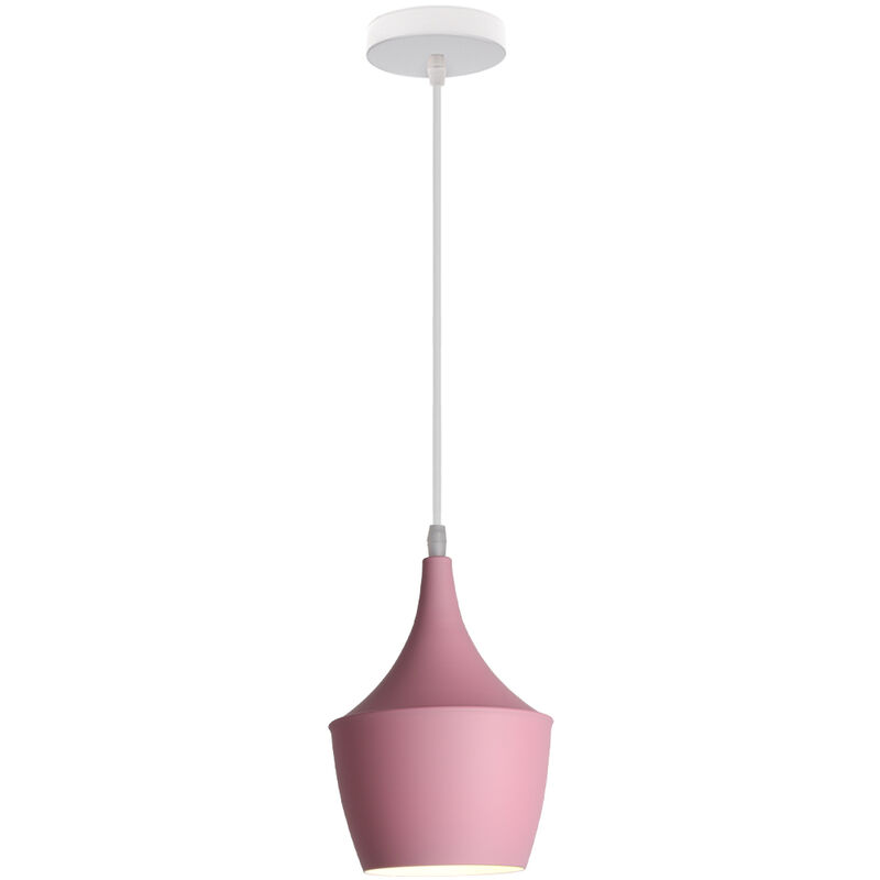 Wottes - Creative Modern Pendant Light Fixture E27 Decorative Iron Chandelier Bedroom Living Room (Pink) - rosa