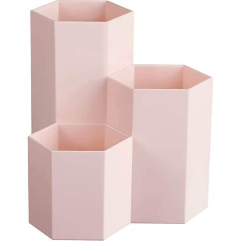 creative Multifonction Hexagone Maquillage Brosse Vase Brosse Pot Porte-stylo Papeterie Stockage Stylo Conteneur Dcoration De Bureau (rose)