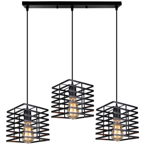 NORCKS Creative Pendant Light Metal Ceiling Light Black 3 Lights Pendant Lights Retro Industrial Chandelier