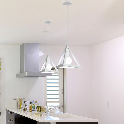main image of "Creative Pendant Light Metal Lampshade White Creative Triangle Pendant Lamp Retro Chandelier Vintage Industrial Hanging Light E27"