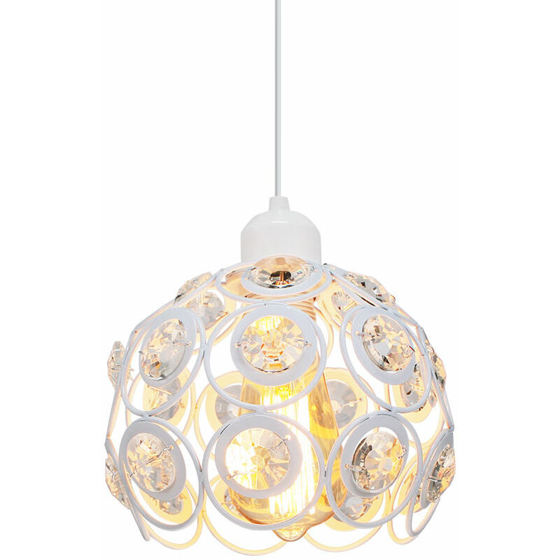 Wottes - Creative personality crystal chandelier E27 retro bedroom living room decoration pendant lamp - Bianco