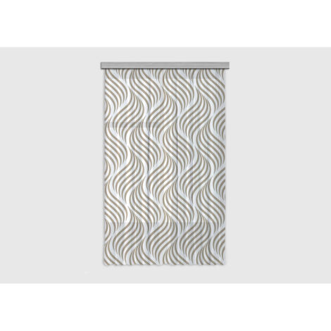 Creative, rideau imprimé vaguelettes et rayures marrons clair 140x245 cm, 1 pièce