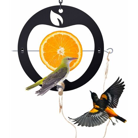 Creative Rigogolo Mangiatoia per uccelli per arance all'aperto, supporto per cibo per uccelli a forma di mela per l'alimentazione degli uccelli, catena da appendere e trespolo inclusi, perfetto per fi