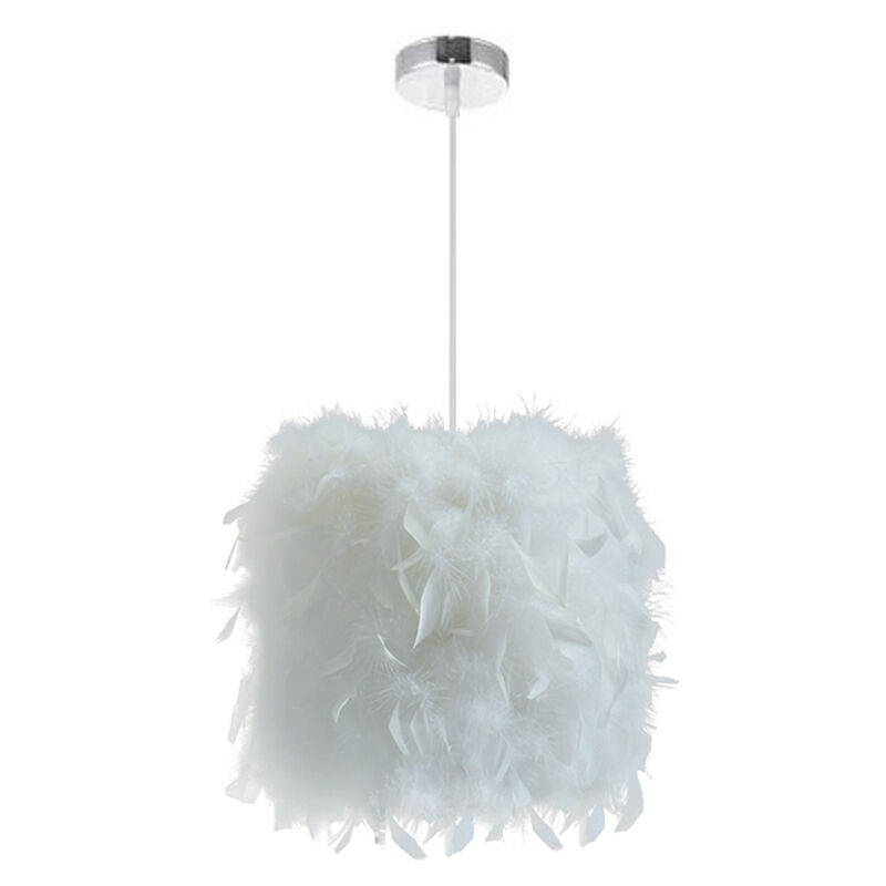 Creative Pendant Light Ø22cm Pure White Feather Hanging Ceiling Lamp Romantic Chandelier E27