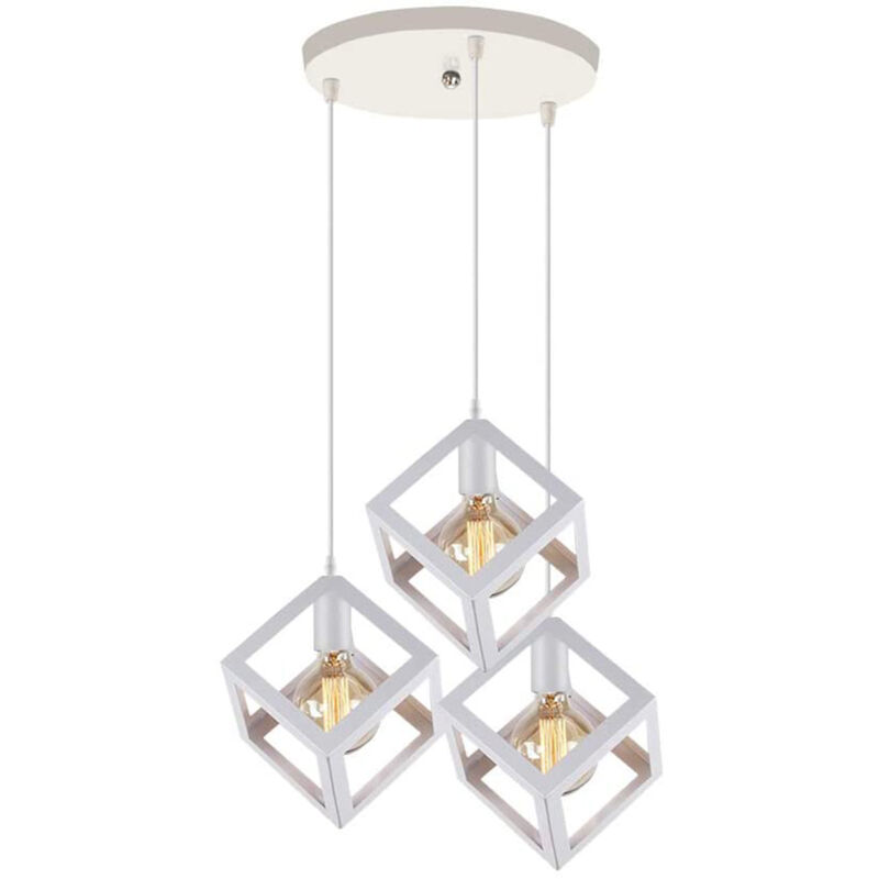 Image of Creative Square Pendant Light Iron Metal&hellip;
