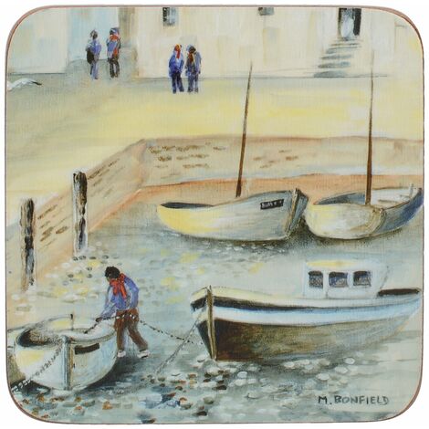 Creative Tops Cornish Harbour-Sottobicchieri in Sughero, Colore: Blu, 6 Pezzi