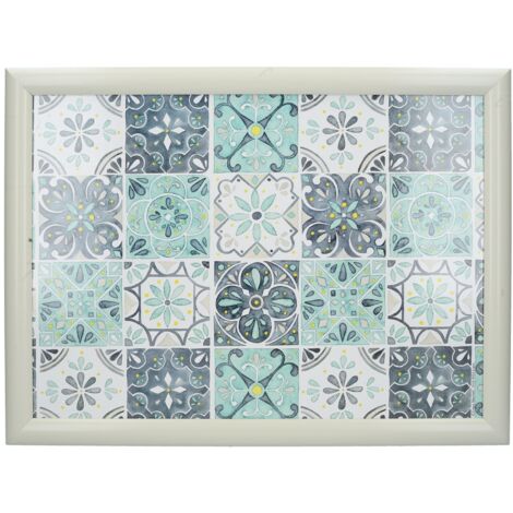 CREATIVE TOPS Cushioned Chafing Tray, 44 x 34 cm, Kacheldesign, Farbe White und Türkis