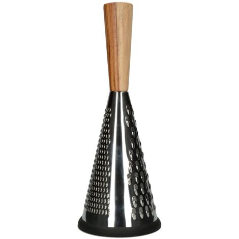 Creative Tops Gourmet spaziosa Conico grattugia per Formaggio con Manico in Legno (12,7 x 12,7 x 33 cm), in Acciaio Inox, Colore: Argento/Marrone, 13 x 13 x 33 cm