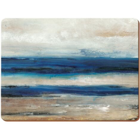 CREATIVE TOPS Set de 4 tovagliette grandi con vista sull'oceano, legno, blu, Tovagliette grandi, 4
