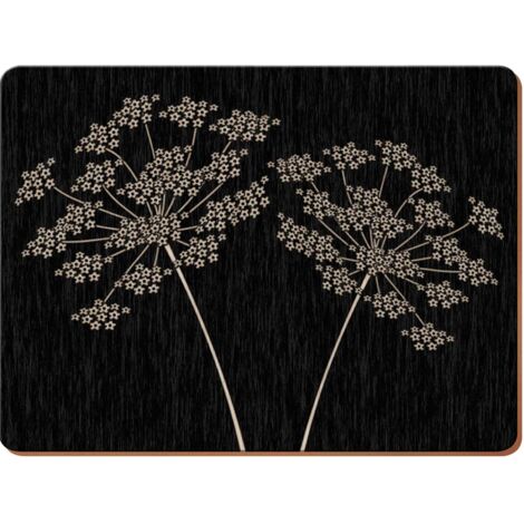 Creative Tops tovagliette all'Americana di qualità Premium con Motivo a Silhouette e Retro in Sughero, Legno/MDF, Colore Nero, Misura Grande, 4 Pezzi