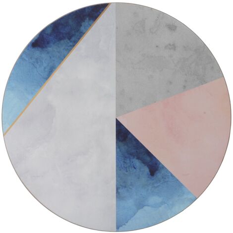 Creative Tops - Tovagliette rotonde stampate con retro in sughero, 29 cm, colore: Blu/Grigio