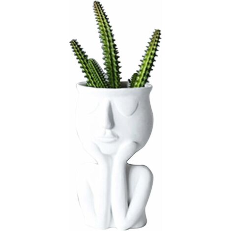 Creative Vase à personnage nordique pour plantes succulentes Pot de fleurs abstrait pour intérieur et bureau Blanc