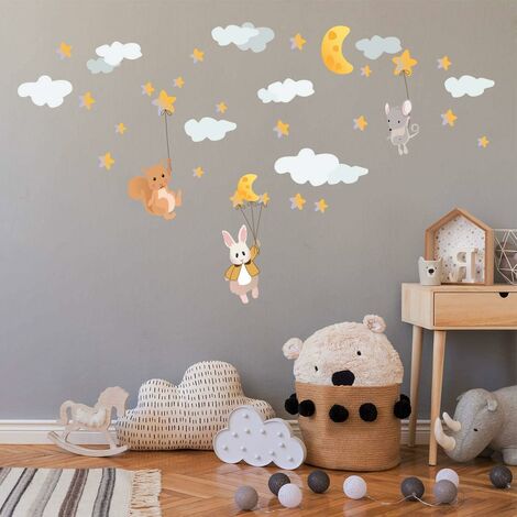 Yeaqee Rainbow Wall Decals Removable Star Butterfly Heart Wall