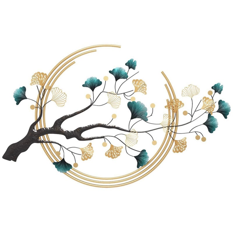 Créatives Décoration Murale Feuille de Ginkgo en Métal à La Main, Moderne Luxe Sculpture, Tenture Murale Intérieure pour Salon Chambre à Coucher