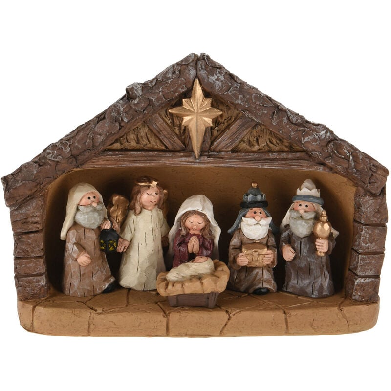 Crèche de Noël 18 cm avec personnages - 7 parties - crèche complète