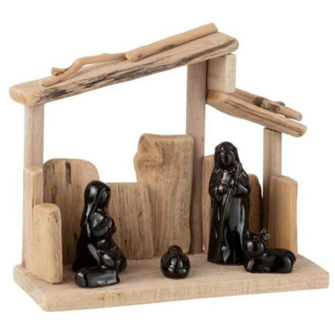 Crèche de Noël "Toitures en Pente" 23cm Marron