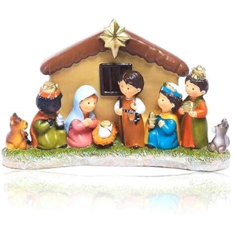 Crèche miniature, scène de la Nativité d'intérieur avec lumière LED (voir photo)