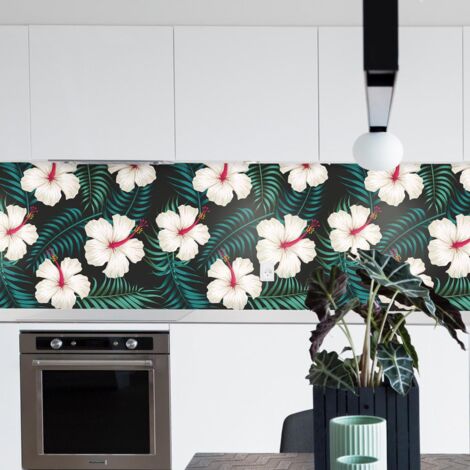 Crédence à coller Hibiscus Blanche 300 x 60 cm
