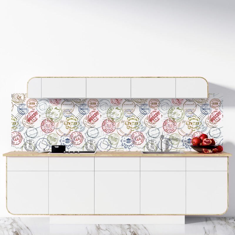 Crédence à coller Tampons Rétro 100 x 40 cm