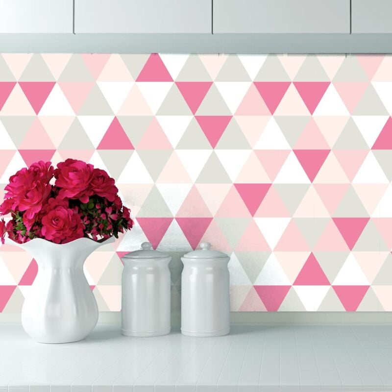 Crédence à coller Triangle Rose 200 x 50 cm