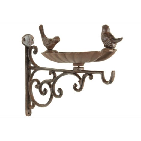 Relaxdays Abreuvoir en fonte pour mur, bain vintage , oiseaux sauvages déco  jardin HxlxP: 24x28x14cm,bronze