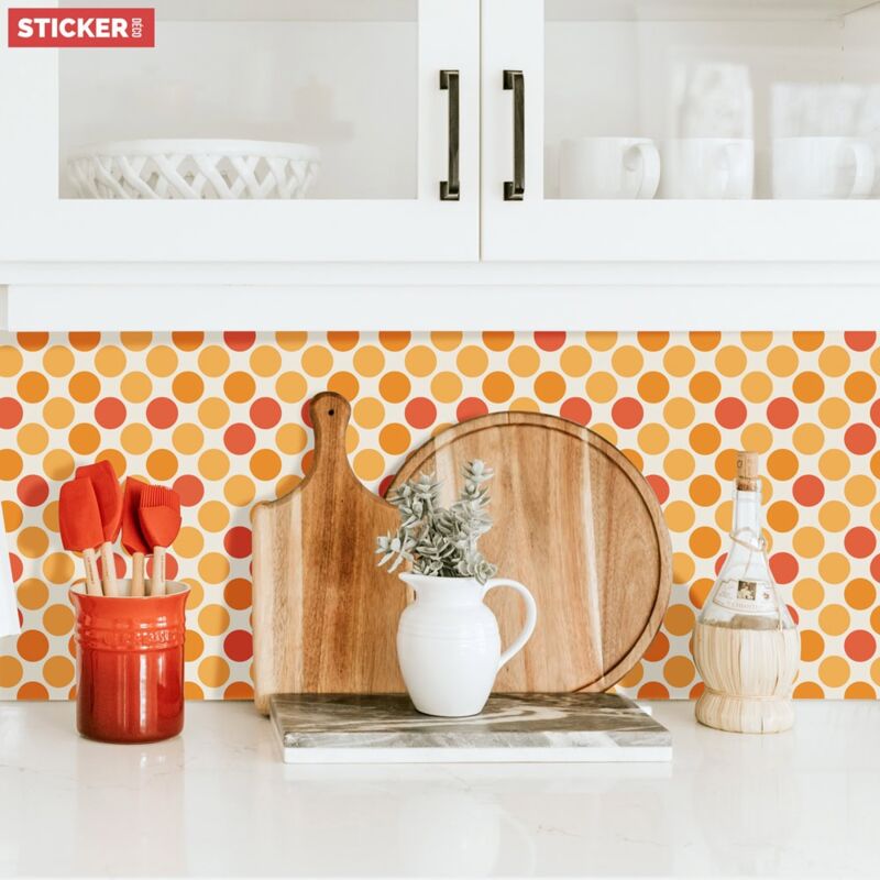 Crédence Adhésive Art Ronds Orange 400 x 40 cm