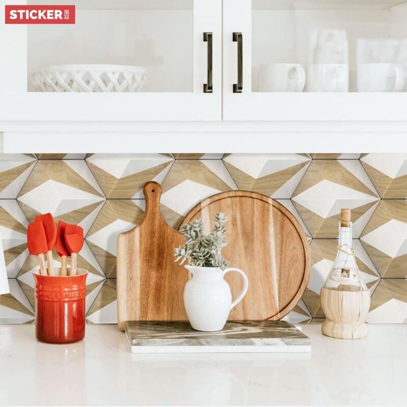 Crédence Adhésive Bois Hexagone 100 x 40 cm