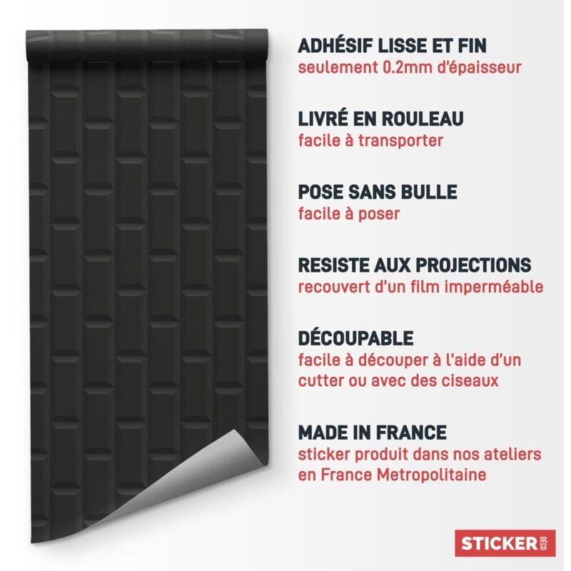 Stickerdecofr - Credence Adhesive Carrelage Metro Sombre 100